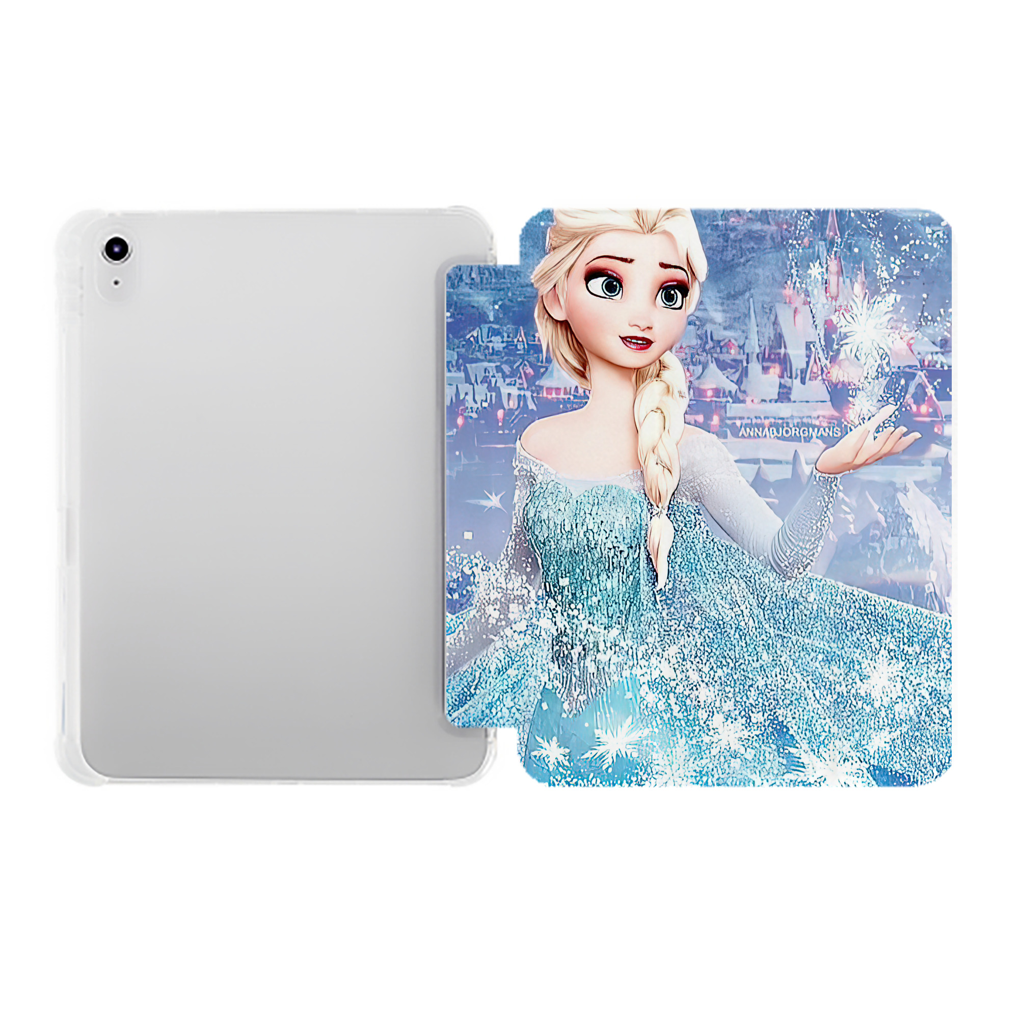 （画像用） アナと雪の女王 アンナ エルサ Frozen Anna Elsa IPad ケース ペン収納付き 三つ折りスタンド PUレザー×シリコン 対応機種9.5/10.5/10.9インチ